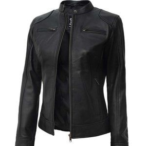 Real Leather dodge Jacket 267423-E Black Women - FCM18